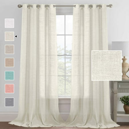 Extra Long Curtains 95 Inches Linen Sheer For Living Room Light Filtering Semi Grommet Window Treatments Panels Ds Privacy Assured Ivory 2 Canada Linen Sheer Curtains, Curtains 95 Inches Long
