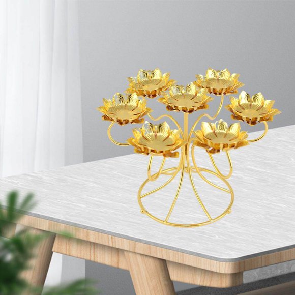 facefd Lotus Butter Candle Stand Ghee Lamp Holder Feng Shui Desktop Decor Ornaments