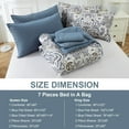 thumbnail image 6 of Blue Paisley Comforter Set Full Size 7 Pieces Bed in a Bag Comforter Boho Paisley Pattern Bedding Set Pillowcases, 6 of 6