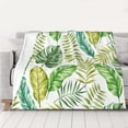 thumbnail image 5 of YFYANG Lightweight Warm Flannel Blanket, Green Abstract Leaf Doodle Throw Blanket for Bed, Sofa, Travel, Camping, 50"x40", 5 of 7