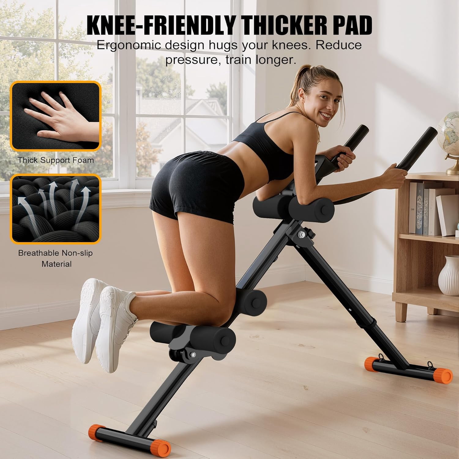 Foldable Ab Machine Trainer with Smart Display for Core Strength Workout at Home Gym