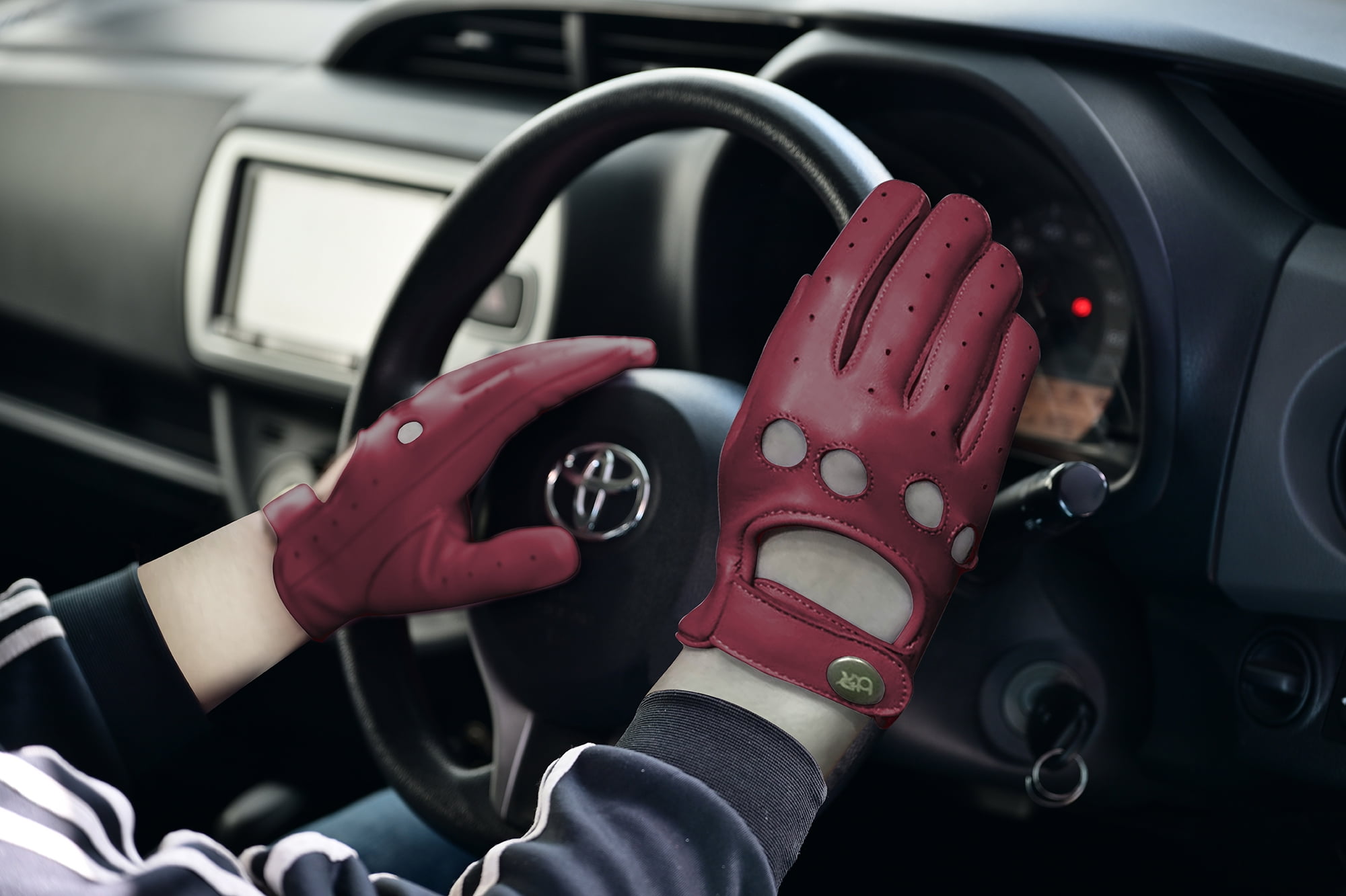 Women Leather Gloves Ladies Leather Driving Gloves Chauffeur 100% Genuine Lambskin Leather Gloves Full Finger Car Driving Motorcycle Bikers Riding Gloves Burgundy-L