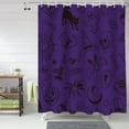 thumbnail image 6 of Halloween Shower Curtain for Bathroom Pumpkin Skull Cat Shower Curtains Set with Hooks Drawing Purple Black For Halloween Decoration Bath Curtains Sets Polyester Waterproof Standard Size 72" x 72", 6 of 6