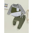 thumbnail image 2 of Bagilaanoe 2PCS Toddler Baby Boy Long Pants Set Contrast Color Long Sleeve Sweatshirt Pullover Tops + Sweatpants 6M 12M 18M 24M 3T Kids Casual Sweatsuits, 2 of 8