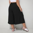 thumbnail image 7 of ShomPort Women's Plus Size Capri Drawstring Wide Leg Cropped Palazzo Pants Summer Casual Flowy Pants with Pockets, 7 of 7
