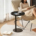thumbnail image 3 of C Shaped End Table, Round Side Table, Small Drink Tv Tray Table for Small Spaces,Modern Accent Nightstand with Metal Leg for Living Room, Bedroom, Corners, and Office(Black), 3 of 8