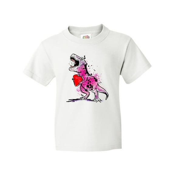 Inktastic Valentine's Day Graffiti T-rex with Heart Shaped Candy Box Youth T-Shirt