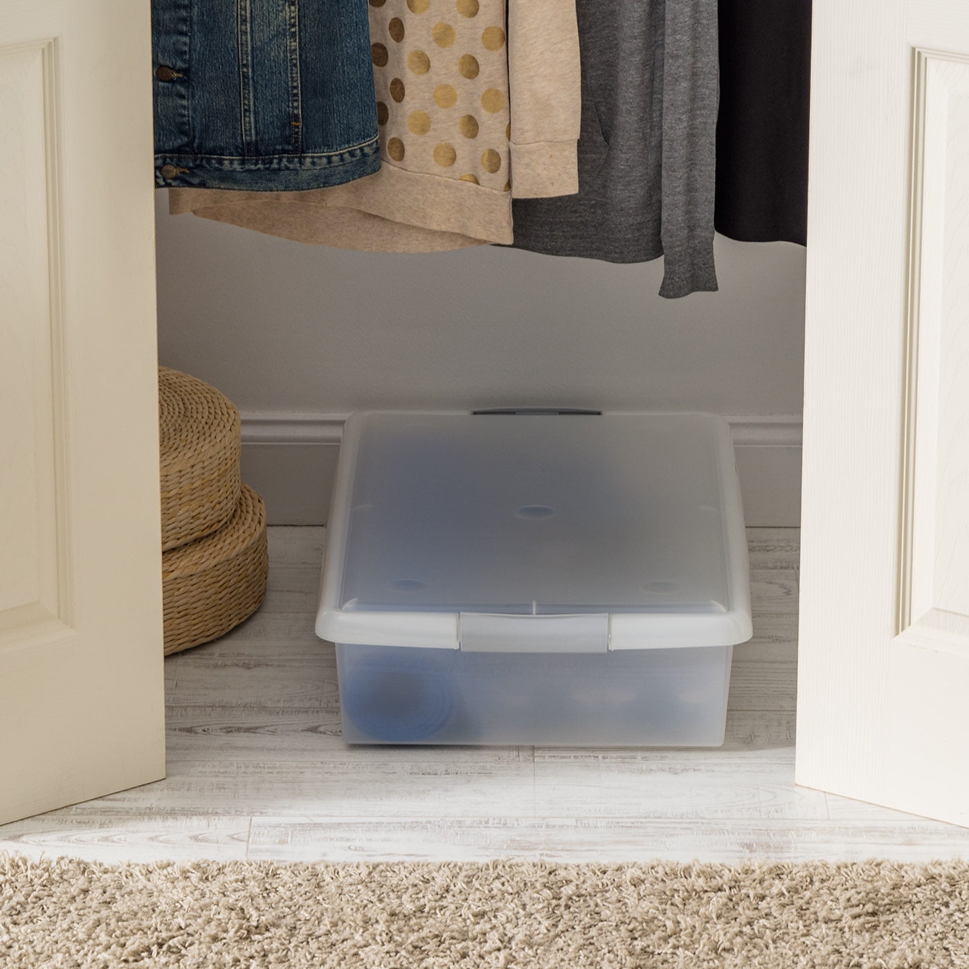 IRIS 40 Qt. Plastic Storage Bin with Lid, Stackable Storage Container, Tote, Clear