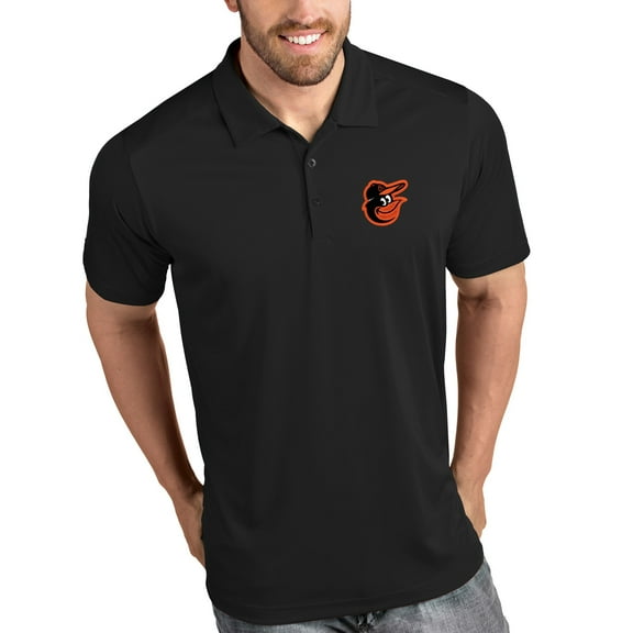 Men's Antigua Black Baltimore Orioles Tribute Polo