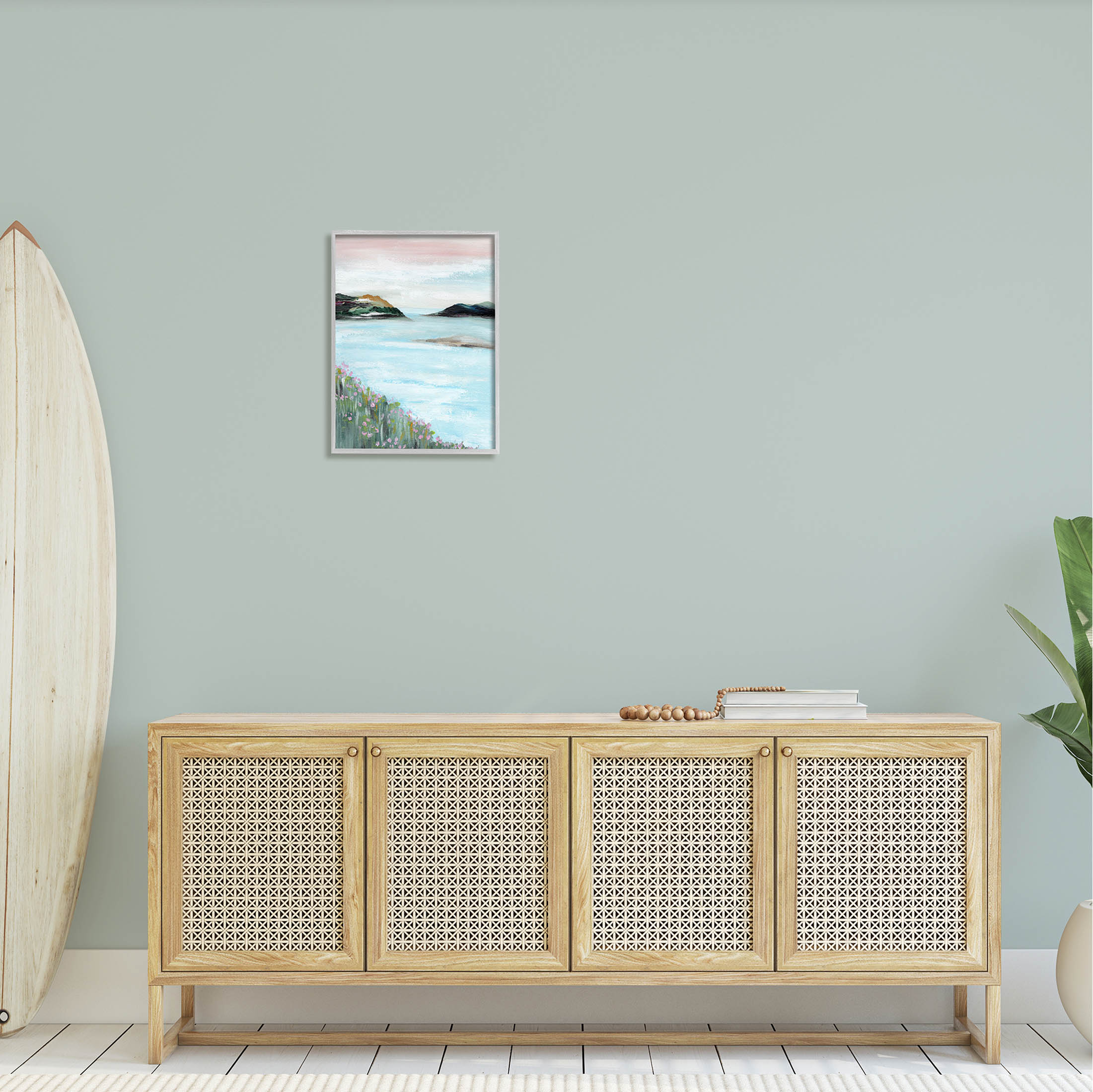 Stupell Industries Rocky Lakeside Meadow Pink Blooms Painting Gray Framed Art Print Wall Art, Design by Nikita Jariwala