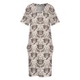 thumbnail image 3 of Vestido holgado con bolsillos y estampado de setas de damasco en tonos neutros, elegante, holgado, para mujer, 2025, vestidos de noche para mujer., 3 of 6