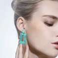 thumbnail image 5 of 3 pares de pendientes de rafia, pendientes bohemios, pendientes geométricos colgantes para mujer, pendientes de paja hechos a mano, pendientes de playa para niñas, 5 of 5