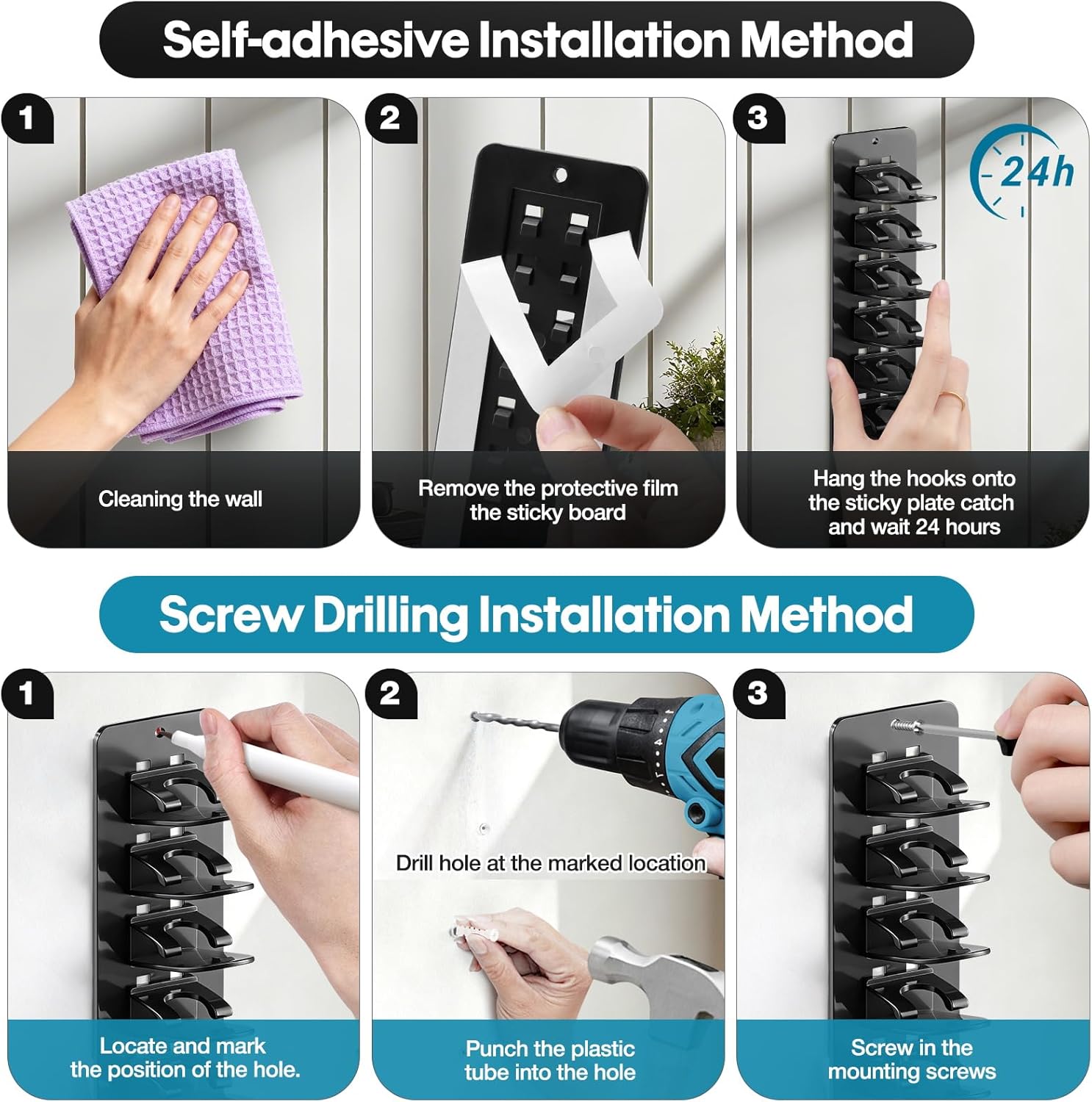Livhil 2-Pack Detachable DIY Hat Organizer, Black photo 8