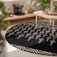 thumbnail image 4 of Round Area Rug 4ft Boho Diamond Floor Carpets Indoor Floor Area Mat Stain-Proof Mat Circle Rugs for Living Room Dining Room Kitchen Bedroom, Black Bohemian Geometric Stripes Beads Sofa Throw Carpet, 4 of 9