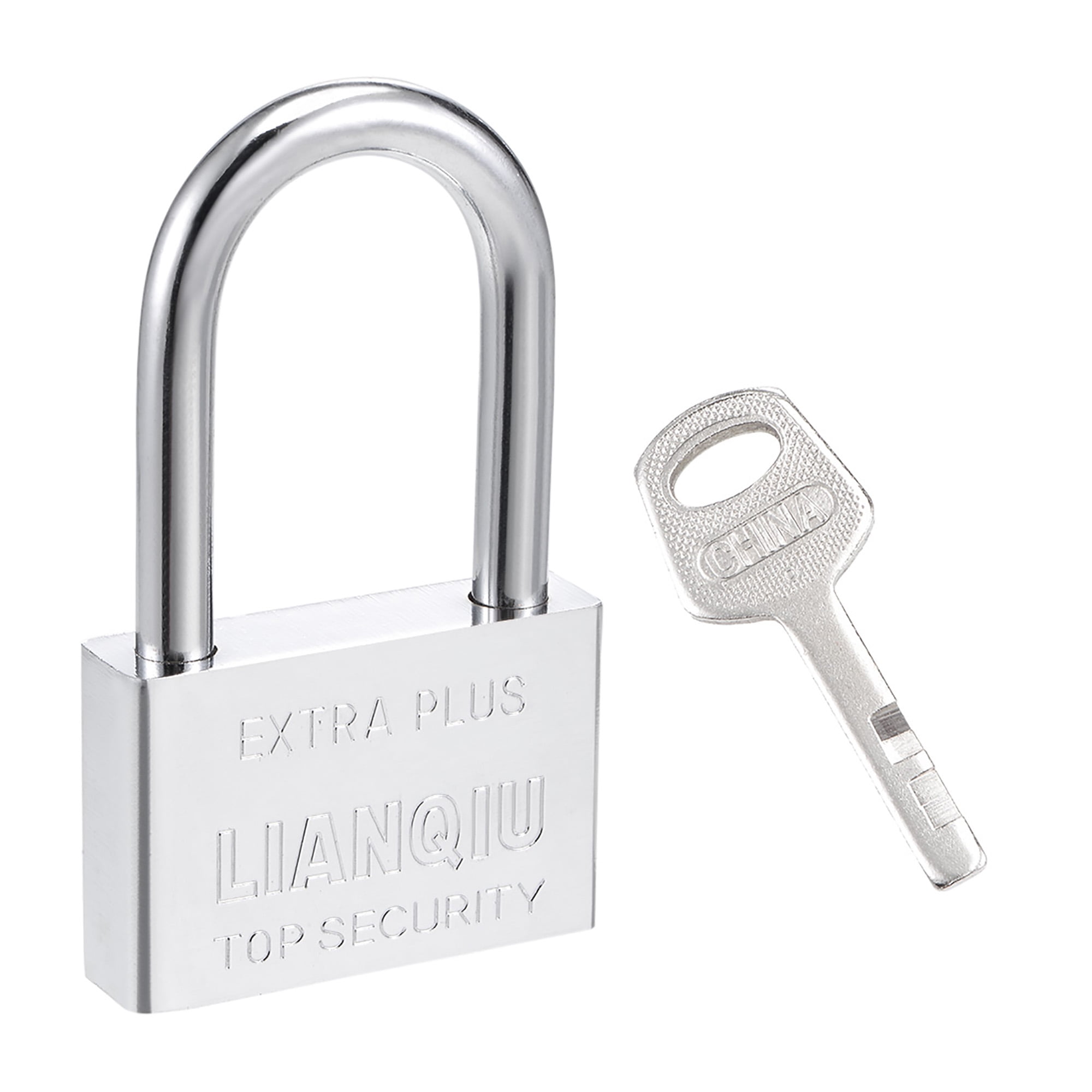 Uxcell 70mm Wide Keyed Alike Steel Padlock Chrome Finish Harden Long Shackle