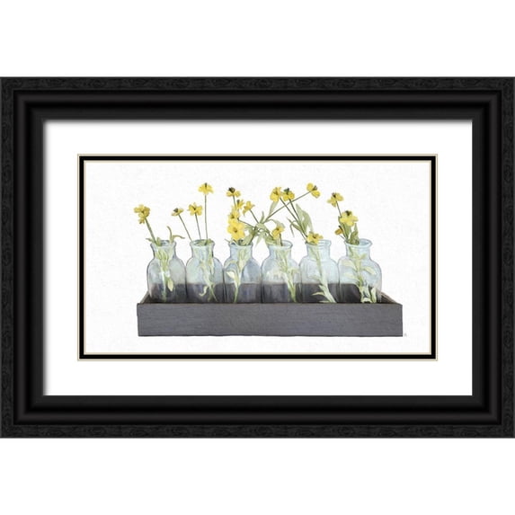 Murdock, Ramona 18x12 Black Ornate Wood Framed with Double Matting Museum Art Print Titled - Box of Daisies