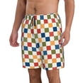 thumbnail image 2 of Pofeuu Floral Checkerboard Prin Men's Swim Trunks Quick Dry Bathing Suit Swimming Board Shorts Mesh Lining Beach Swimwear-X-Large, 2 of 6