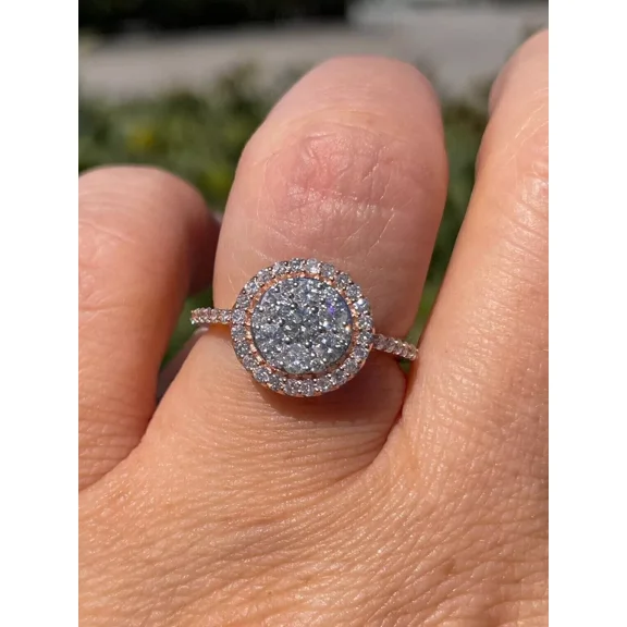 1.80Ct Round Moissanite Cluster Women's Engagement Ring 14K Rose Gold Plated