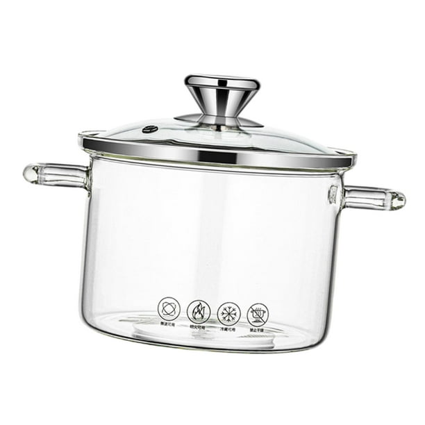 Cacerola de vidrio de borosilicato resistente al calor con tapa y asa doble para cocinar estofado 1.8L