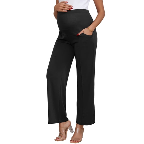 DARING DIVA Women's Maternity Over Belly Pregnancy Business Casual Pants 2XL Black