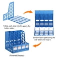 thumbnail image 4 of Uxcell Magazine File Holder, PP Plastic Vertical 4 Compartment Desktop Book Newspaper Notebook Storage Rack, Blue, 4 of 5