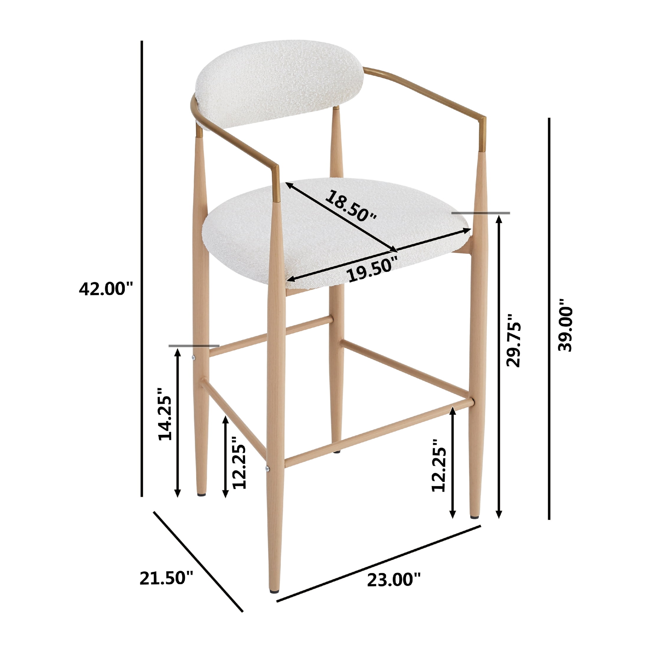 Christopher Knight Home 29.75" Modern Counter Height Bar Stools, Boucle Upholstery, Iron Frame, Sandy Beige, Set of 2