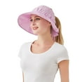 thumbnail image 5 of UDIYO Sun Visor Hat Large Brim Solid Color Pleated Folding Packable Anti-UV Back Bowknot Ribbon Breathable Women Beach Visor Hat for Daily Life, 5 of 8