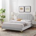 thumbnail image 1 of Modway Lit Plateforme Double en Velours de Performance Sienna, Gris Pâle, 1 of 10