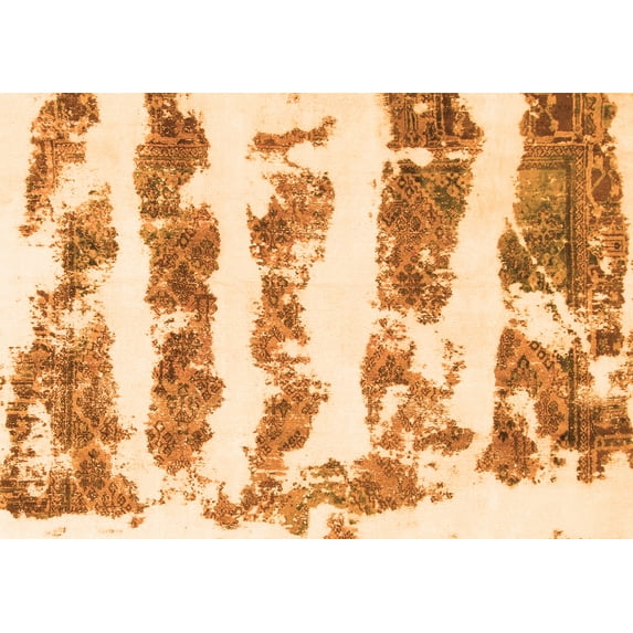 Ahgly Company Indoor Rectangle Abstract Orange Modern Area Rugs, 5' x 7'