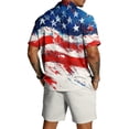 thumbnail image 4 of Men's Independence Day 2 Pieces Summer Outfits Short Sleeve Button Down Shirts and Beach Shorts US 250 Anniversary Casual Vacation Outfits, 4 of 6
