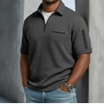thumbnail image 2 of Domzest Mens Polo Shirt Big and Tall Quarter Zip Lapel Collar Short Sleeve T Shirt 2026 Casual Stylish Grid Textured Golf Shirt Dark Gray XL, 2 of 4