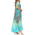 thumbnail image 4 of Sakkas Vicky Women's Casual Long Print Short Sleeve Petit Beach Maxi Caftan Dress - Print-4 - One Size, 4 of 5