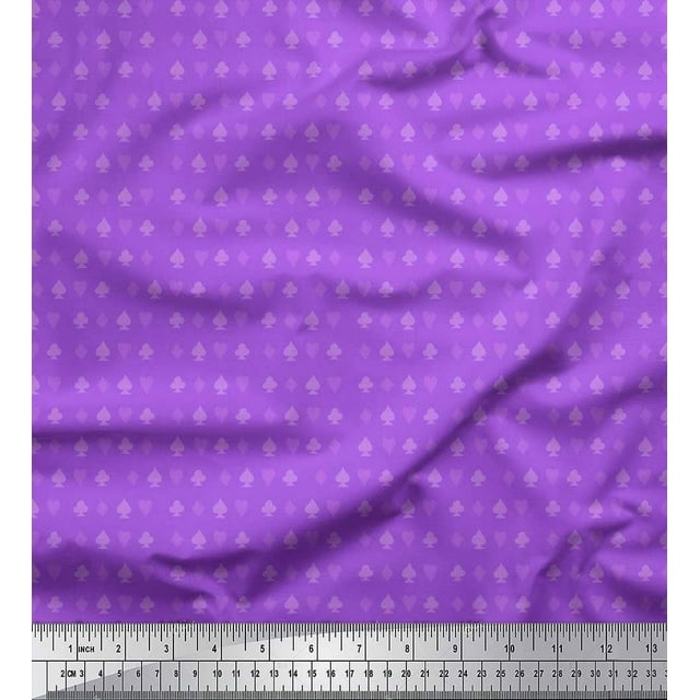 Soimoi polyester Crepe Fabric Poker Card Symbol Decor Fabric Printed Yard 52 Inch Wide