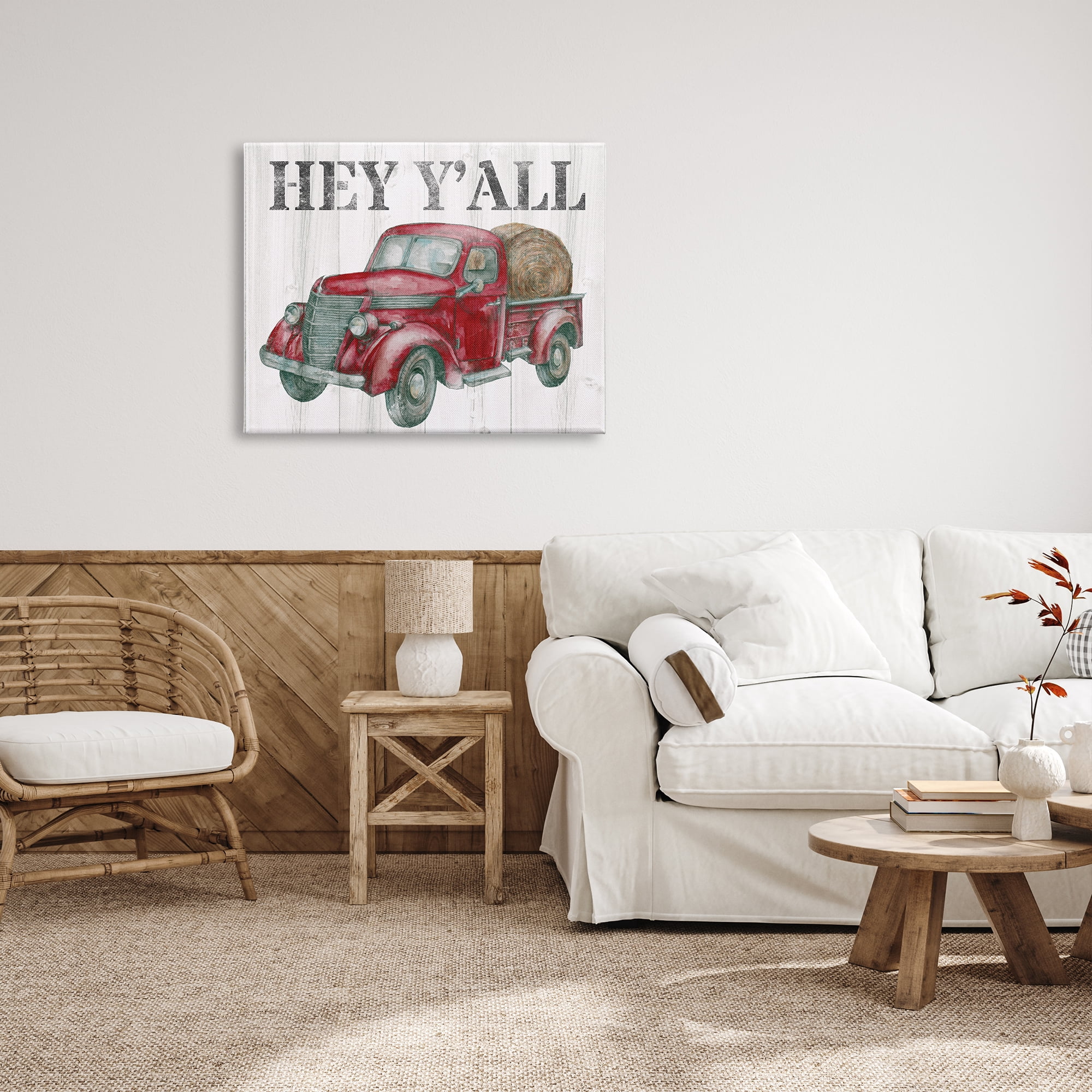Stupell Industries Hey Y'all Country Truck Transportation Painting Gallery Wrapped Canvas Art Print Wall Art, 40 x 30