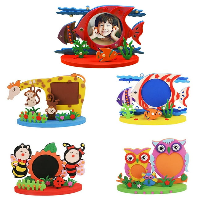 Bangcool 5PCS DIY Picture Frame Educational Cartoon Photo Frame DIY Craft Kit for Kids