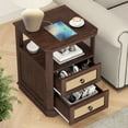 thumbnail image 4 of FAGAGA End Table with Charging Station for Living Room,Wooden Nightstand with 2 Drawers for Bedroom, Cherry, 4 of 8