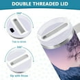 thumbnail image 5 of 40 oz Insulated Stainless Steel Tumbler Double Wall Stainless Steel Tumbler with 2-Way Drinking Beautiful Wooden Chalet, 5 of 9