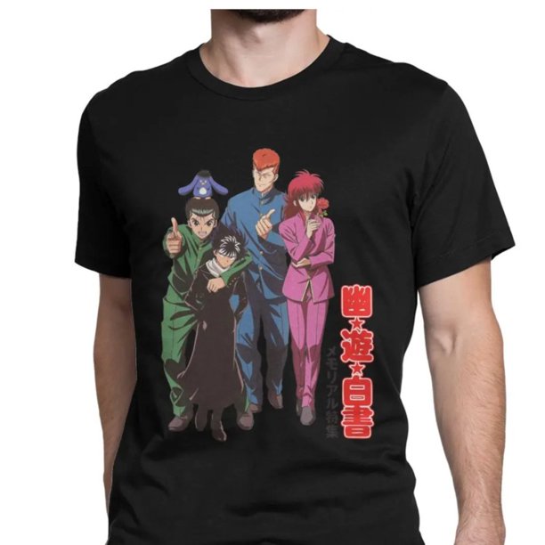 Camisetas de Yu Yu Hakusho para hombre, de algodón puro y cuello redondo, de manga corta, de anime y Harajuku, estampadas.