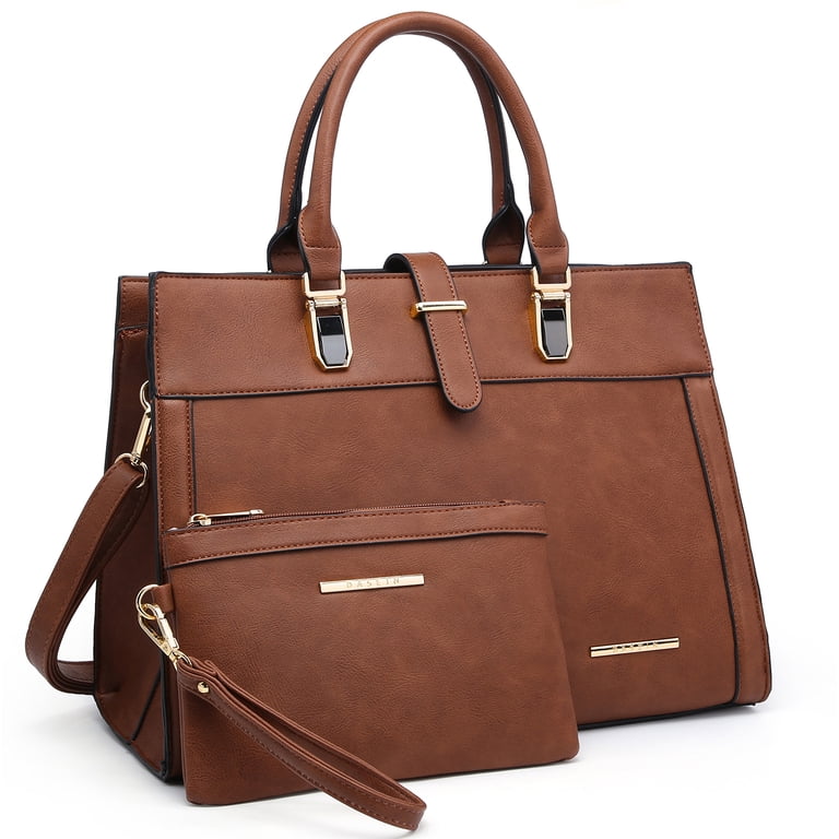 Dasein Flap-Over Belt Satchel with Wristlet, Brown photo 1