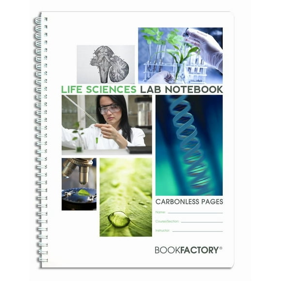 BookFactory Carbonless Life Sciences Lab Notebook - 75 Sets of Pages (8.5'' X 11'') (Duplicator) - Scientific Grid Pages, Translucent Cover, Wire-O Binding (LAB-075-7GW-D (Life Sciences))