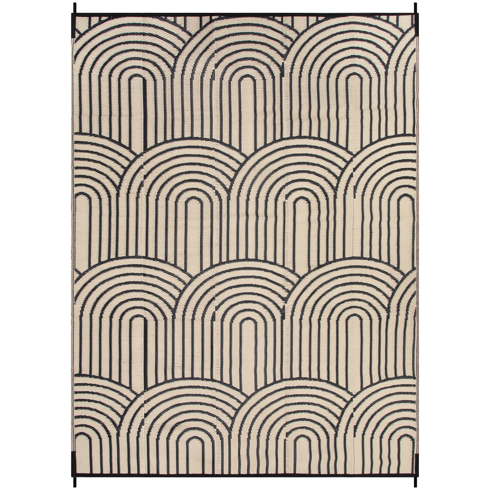 Lahome Decor 8’X10’ Rainbow Outdoor Rug for Patio,Beach Mats Waterproof, Camping Rug for Outside RV, Portable Plastic Straw Outdoor Area Rug for Backyard, Garden, Pool Deck