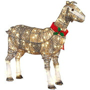 ITFABS Light-Up Goat with Scarf Holiday Decoration, LED Christmas Outdoor Decorations Metal Christmas Ornaments with Light Xmas Yard Art Christmas Atmosphere Decoration for Garden Patio Lawn