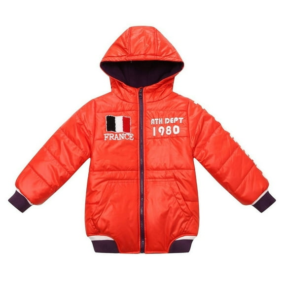Richie House Little Boys Orange Patriotic Embroidered Padding Jacket 5/6
