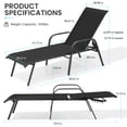 thumbnail image 3 of Crestlive Products Adjustable Steel Chaise Lounge Chair, 5‑Position Recliner with Rust-Resistant Frame (2PCS Black), 3 of 8