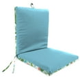 thumbnail image 3 of Jordan Manufacturing 44" x 21" Canvas Light Aqua Solid and Jabber Clover Multicolor Tropical Reversible Rectangular Outdoor Chair Cushion with Ties and Hanger Loop, 3 of 12