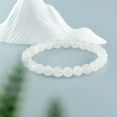 Genuine Natural White Jade Bead Bracelet Women Men Round Jades Stone