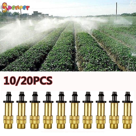 Spencer 10/20Pcs Adjustable Brass Misting Nozzle Water Mister Atomizing Spray Sprinkler for Garden Watering Irrigation