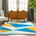 thumbnail image 4 of Well Woven San Francisco Venice Blue Modern Geometric 3D Textured Shag 2'7" x 9'10" Runner Area Rug, 4 of 4