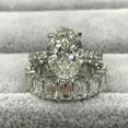 thumbnail image 4 of HeartsAndYou 7ct Moissanite Bridal Set Eternity Band Halo Engagement Ring for Women 18k White Gold Over Silver, 4 of 6