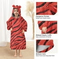 thumbnail image 4 of Dailycode Wearable Blanket Hoodie Oversized Sherpa Flannel Blankets with Pocket for 3-14 Year Old Red Cebra Pattern, 4 of 7